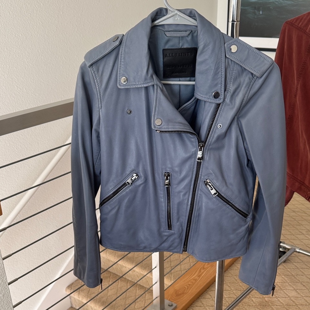 All Saints Slate Leather Jacket